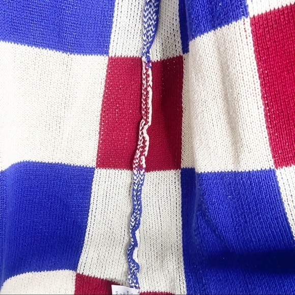 ** ModCloth simply snuggly patchwork red blue cardigan XS - Picture 7 of 10